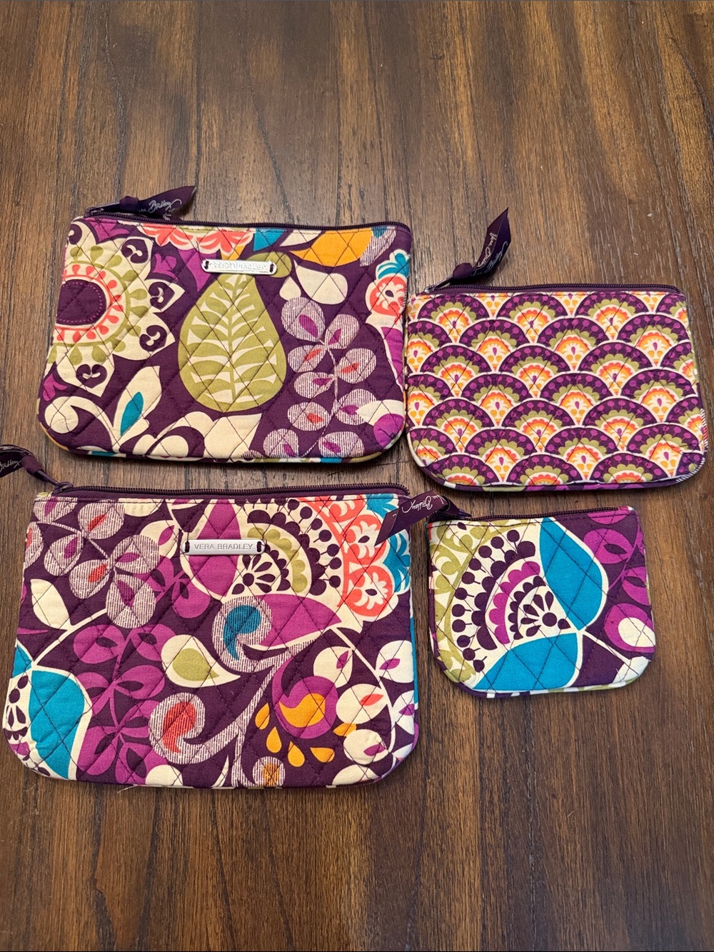 Vera Bradley Purple Multi Floral Quilted Pouch Set